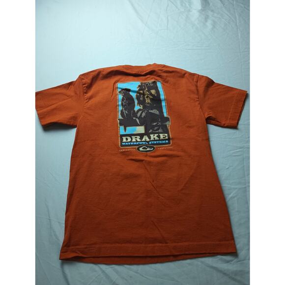Drake Kids T-shirt Waterfowl Young Guns Square Logo Tee Size Small Orange - Picture 1 of 5